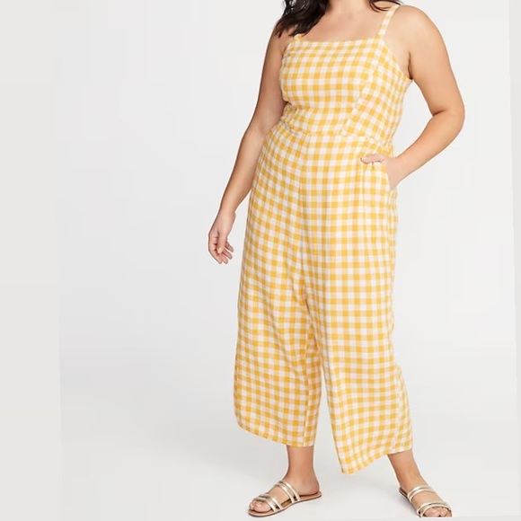 Old Navy Pants - Yellow Gingham Linen Blend Romper